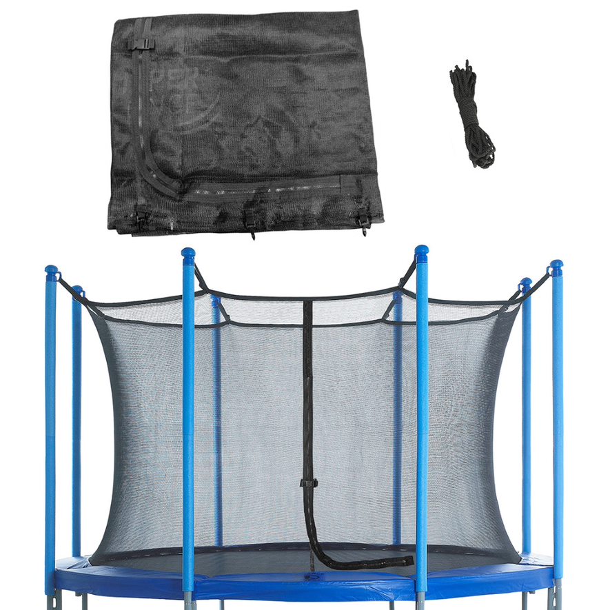 Machrus Upper Bounce Trampoline Safety Enclosure Net, Fits 12 FT Round Frame, Using 8 Poles (or 4 Arches) - Adjustable Straps- Net Only