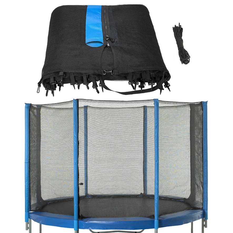 Machrus Upper Bounce Trampoline Net - Trampoline Safety Net Fits 14 ft Round Trampoline using 8 Straight poles- Breathable UV and Weather-Resistant Trampoline Net Replacement - Installs Outside of Frame