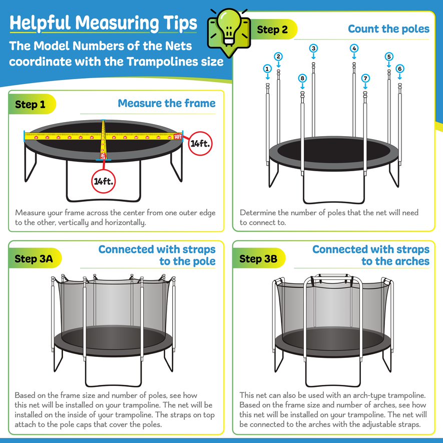 Machrus Upper Bounce Trampoline Safety Enclosure Net, Fits 8 FT