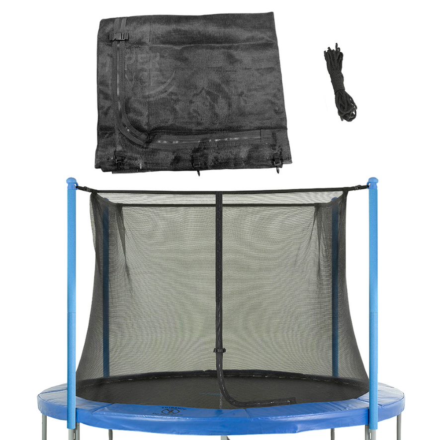 Machrus Upper Bounce Trampoline Safety Enclosure Net, Fits 8 FT Round Frame, Using 4 Poles (or 2 Arches) - Adjustable Straps- Net Only