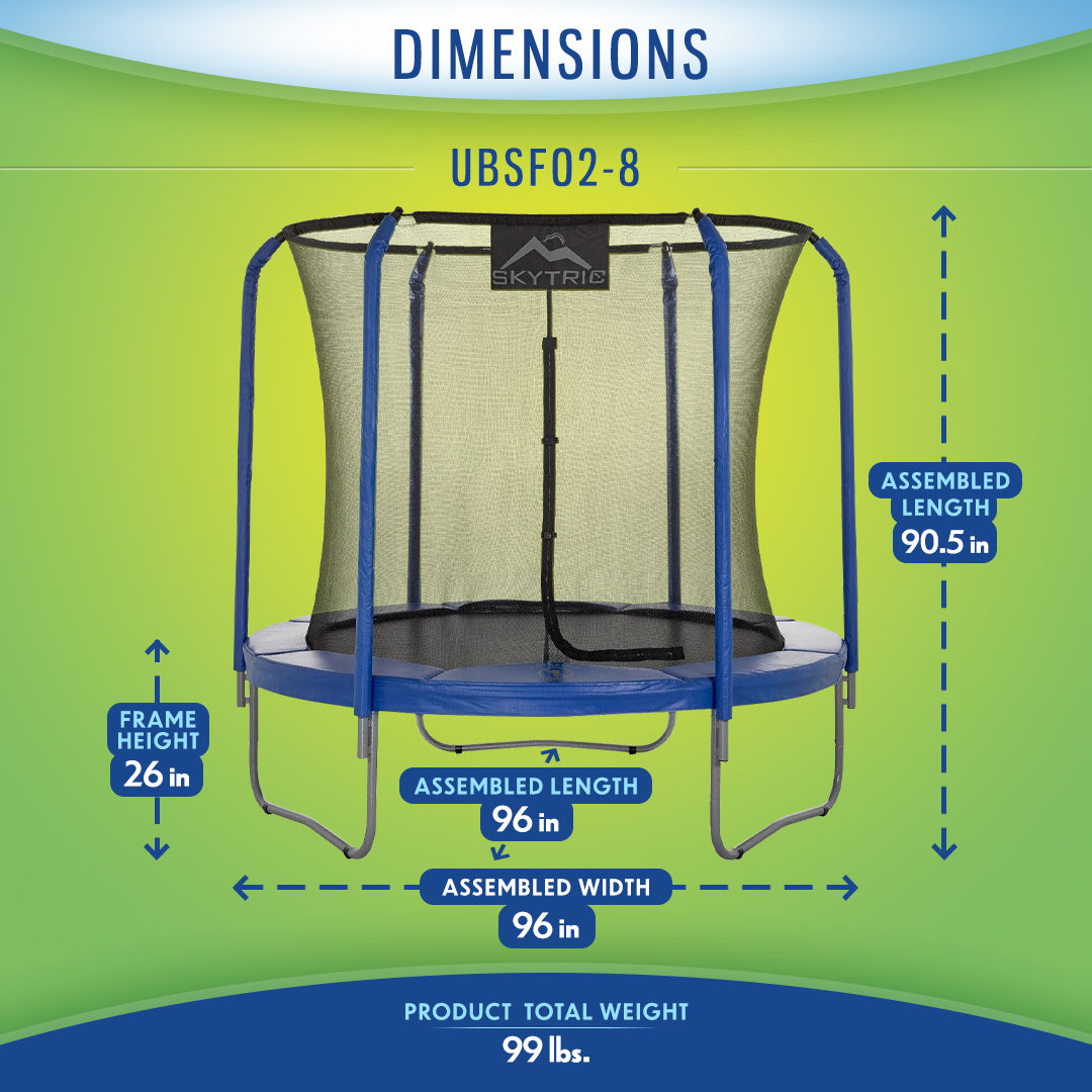 Machrus Skytric 8 FT Round Trampoline Set with Premium Top