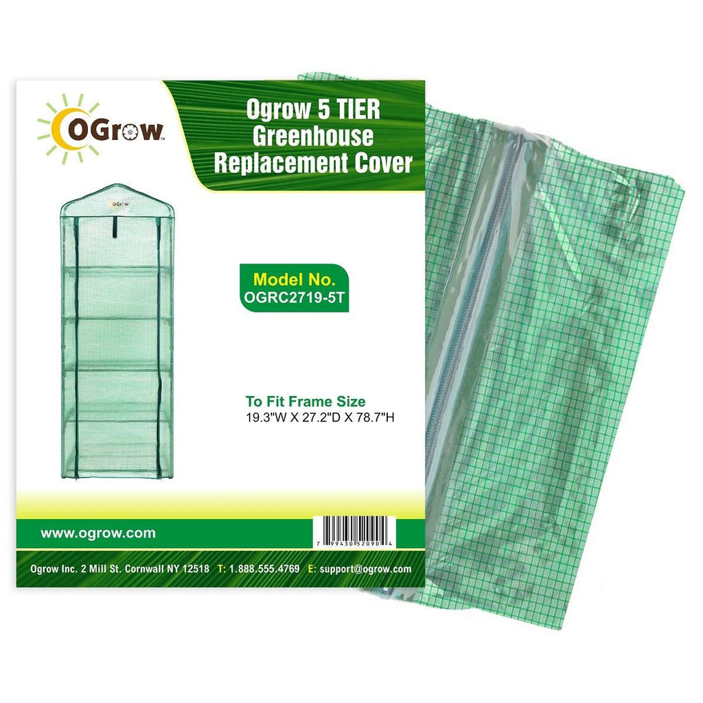 Machrus Ogrow Premium Greenhouse Replacement Cover for Your Outdoor/Indoor 5 Tier Mini Greenhouse - Clear - Fits Frame 19" L x 27"W x 79"H - Machrus USA