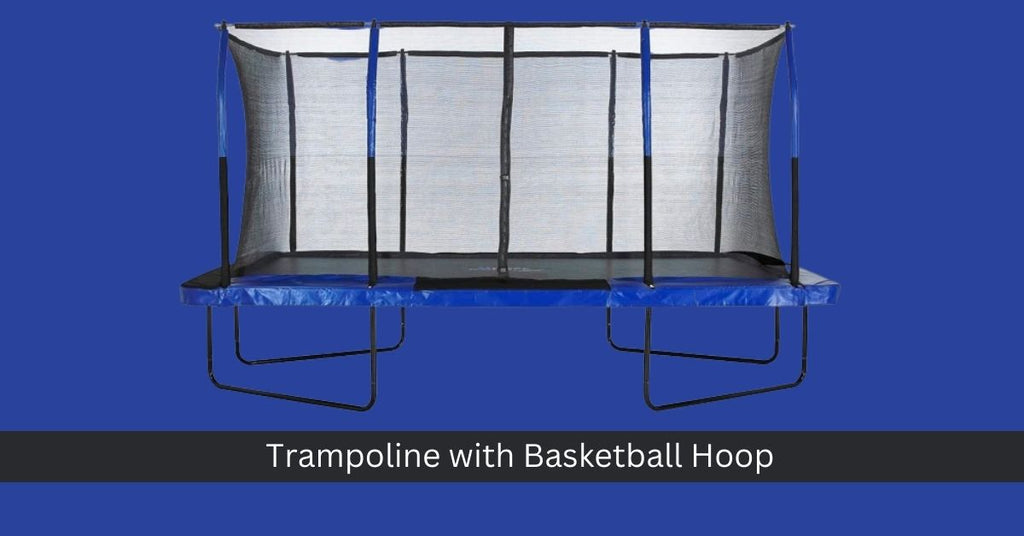 trampoline with basketball hoop