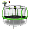 Machrus Moxie Pumpkin-Shaped Outdoor Trampoline Set with Premium Top-Ring Frame Safety Enclosure, 15 FT - Green Apple including Trampoline Basketball Hoop with Ball & Pump and 42