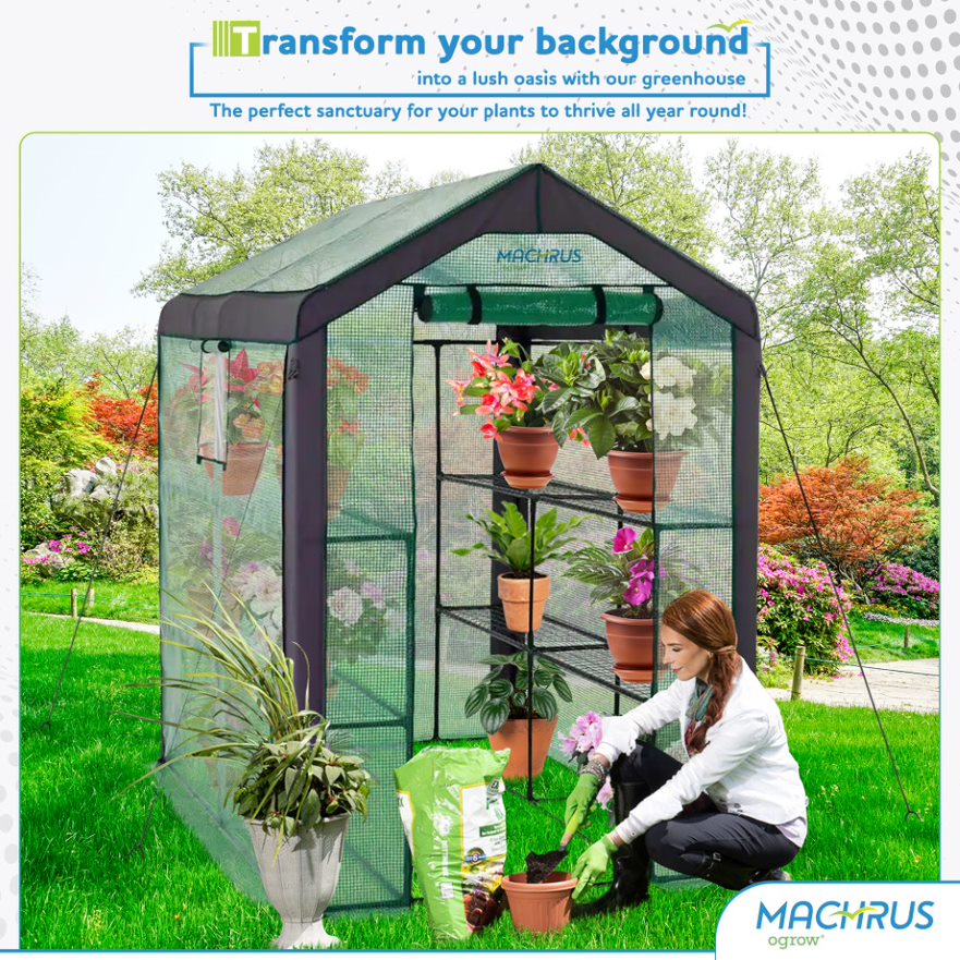 Machrus Ogrow Large Heavy Duty WALK-IN 2 Tier 8 Shelf Portable