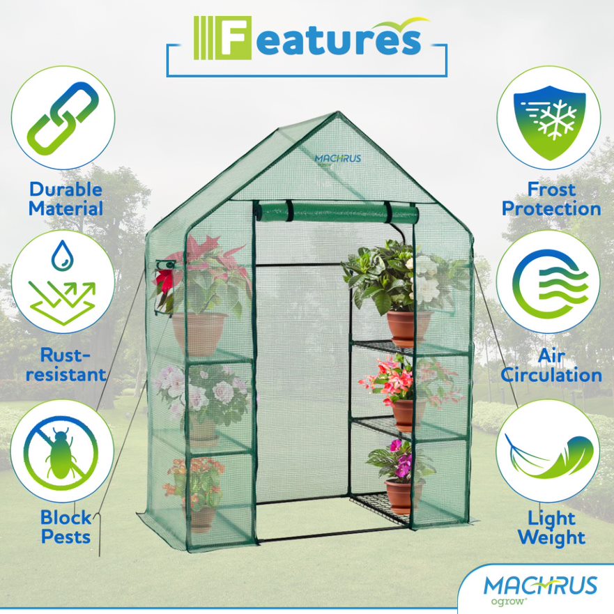 Machrus Ogrow Deluxe WALK-IN 3 Tier 6 Shelf Portable Greenhouse ...