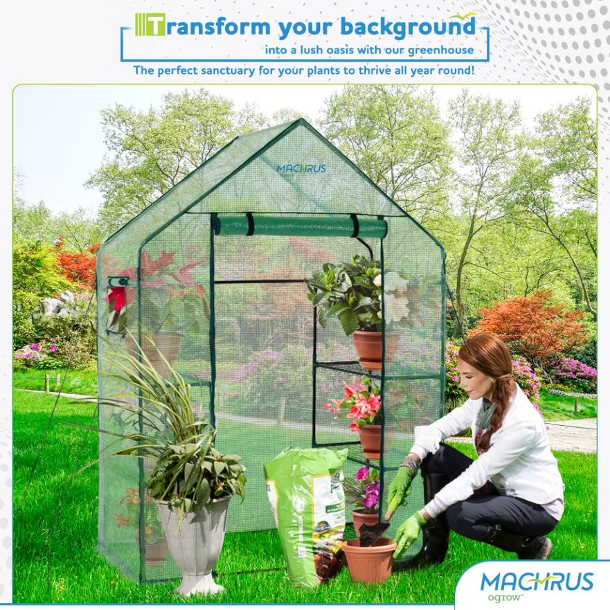 Machrus Ogrow Deluxe WALK-IN 3 Tier 6 Shelf Portable Greenhouse