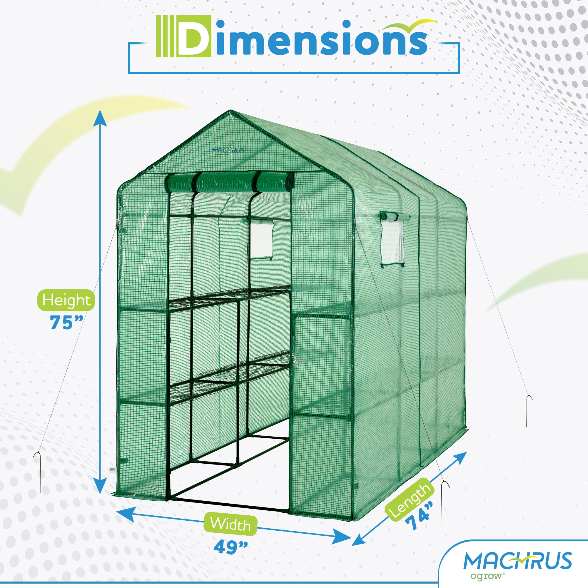 Machrus Ogrow Deluxe Walk-In Greenhouse With 2 Tiers And 12 Shelves ...