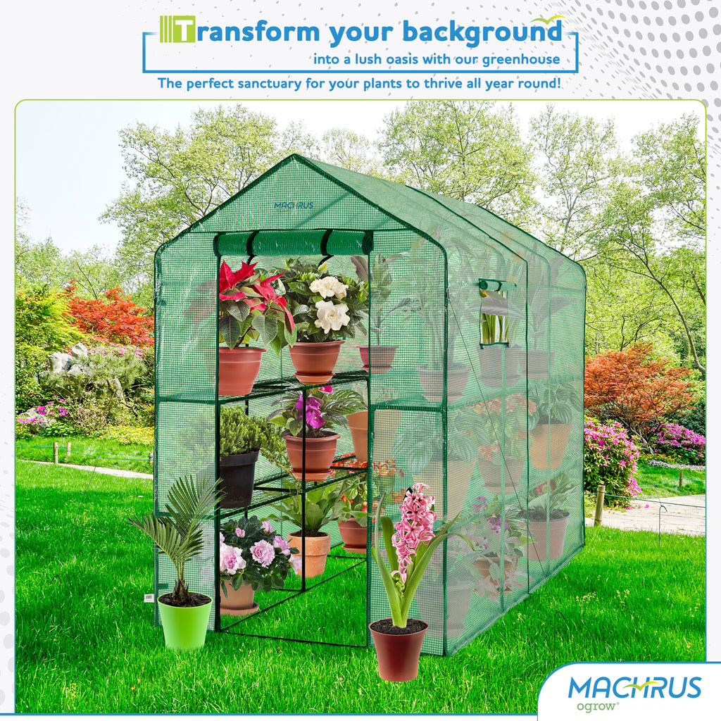 Machrus Ogrow Deluxe WalkIn Greenhouse with 2 Tiers and 12 Shelves
