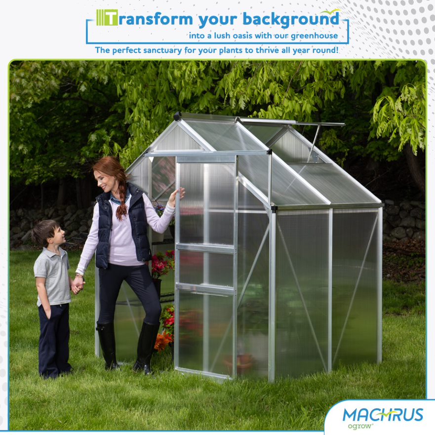 Machrus Ogrow 4 x 6 FT Walk-In Greenhouse with Sliding Door