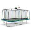 Machrus Upper Bounce 10' X 17' Gymnastics Style, Rectangular Trampoline Set with Premium Top-Ring Enclosure System and Trampoline Basketball Hoop with Ball & Pump