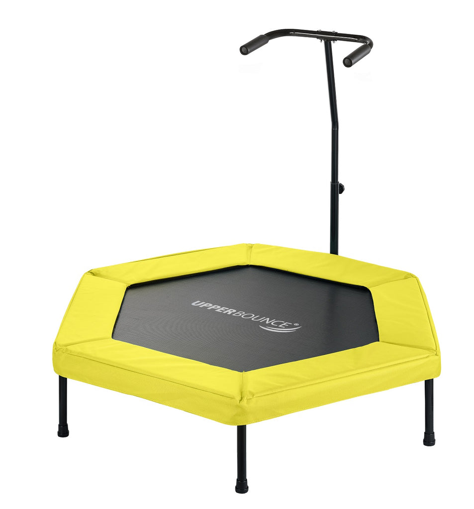 Machrus Upper Bounce Hexagonal Rebounder Trampoline, Pantone Yellow Oxford Safety Pad 50"