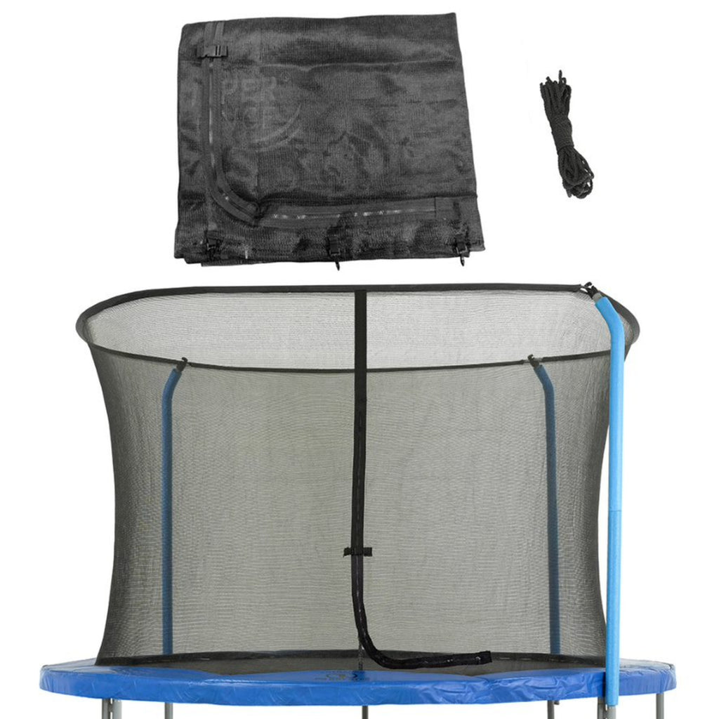 Machrus Upper Bounce Trampoline Net - Trampoline Safety Net Fits 10 ft Round Trampolines using 3 Curved Poles - Breathable UV and Weather-Resistant Trampoline Net Replacement for Top Ring Frame - Black