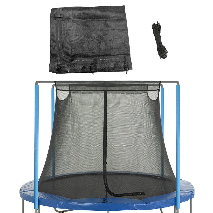 Machrus Upper Bounce Trampoline Net - Trampoline Safety Net Fits 12 ft Round Trampolines using 2 Arches - Breathable UV and Weather-Resistant Trampoline Net Replacement with Top Sleeves