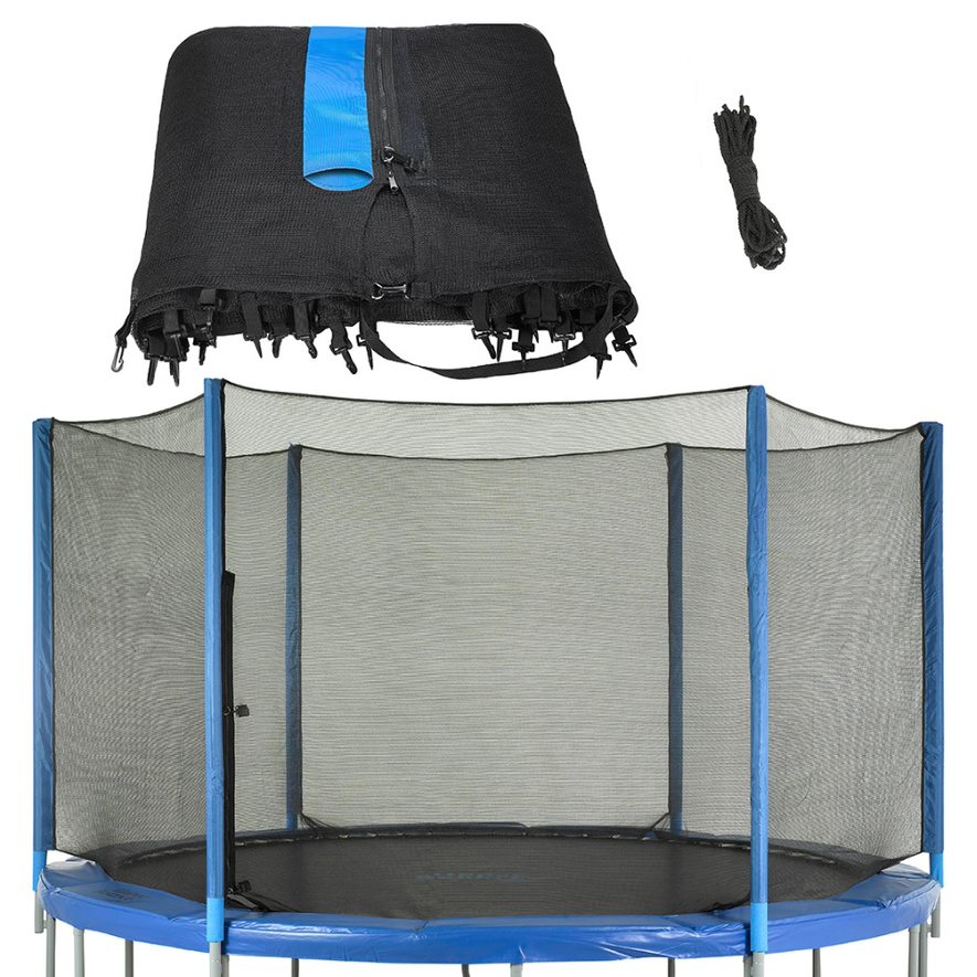 Machrus Upper Bounce Trampoline Net - Trampoline Safety Net Fits 12 ft Round Trampoline using 6 Straight poles - Breathable UV and Weather-Resistant Trampoline Net Replacement - Installs Outside of Frame