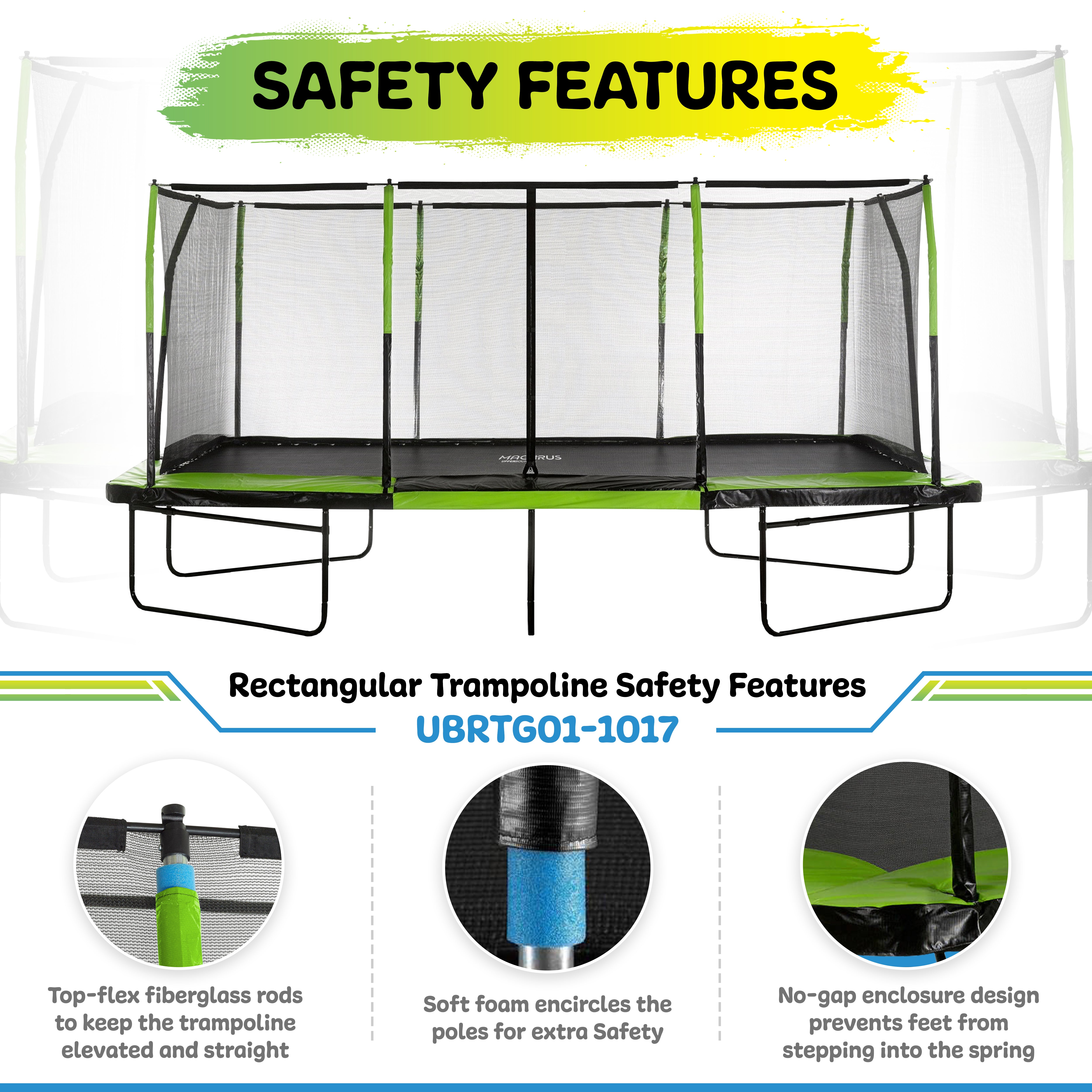 17-foot Rectangular Trampoline: Top Quality | Upper Bounce
