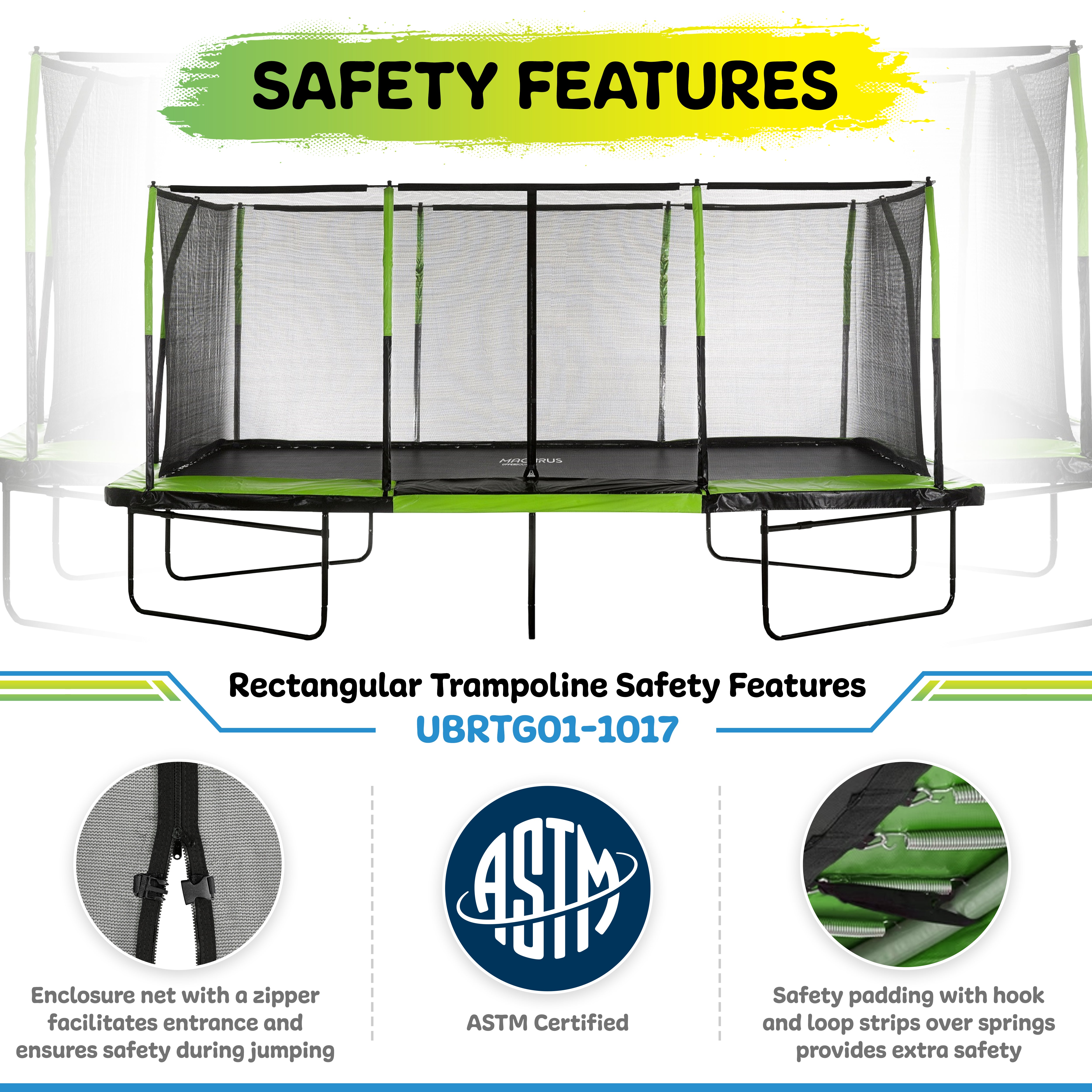 17-foot Rectangular Trampoline: Top Quality | Upper Bounce