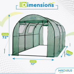 Machrus Ogrow Deluxe Walk-In Tunnel Greenhouse with Green Cover