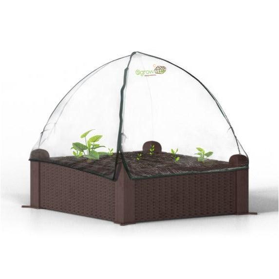 Machrus Ogrow 39” Square Raised Garden Bed Wicker Design with Premium Canopy Cover - Machrus USA