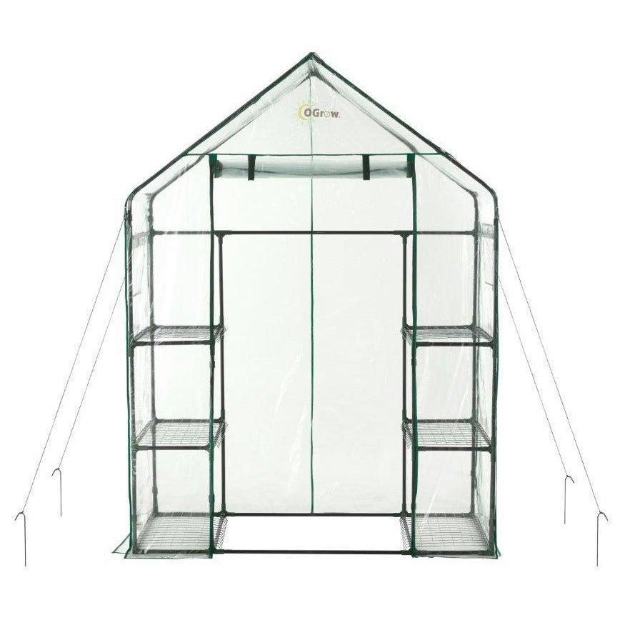 Machrus Ogrow Deluxe Walk-In Greenhouse with 3 Tiers and 6 Shelves -  Clear Cover - Machrus USA