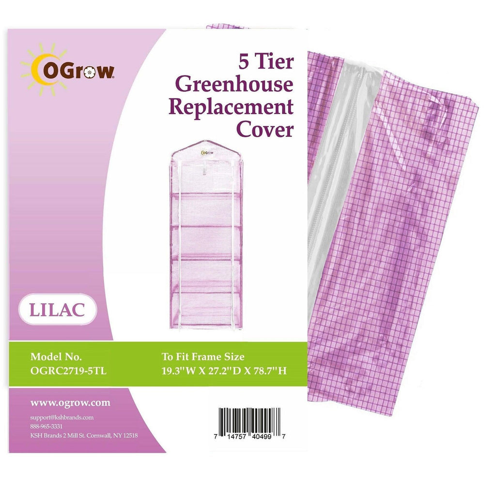Machrus Ogrow Premium PE Greenhouse Replacement Cover for Your Outdoor/Indoor 5 Tier Mini Greenhouse - Lilac - Fits Frame 19" L x 27"W x 79"H - Machrus USA