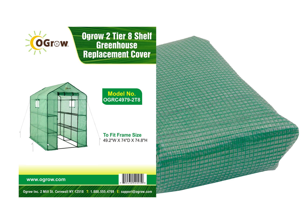 Machrus Ogrow Premium PE Greenhouse Replacement Cover for Your Outdoor Walk in Greenhouse - Green - Fits Frame 74"L x 49"W x 75"H - Machrus USA
