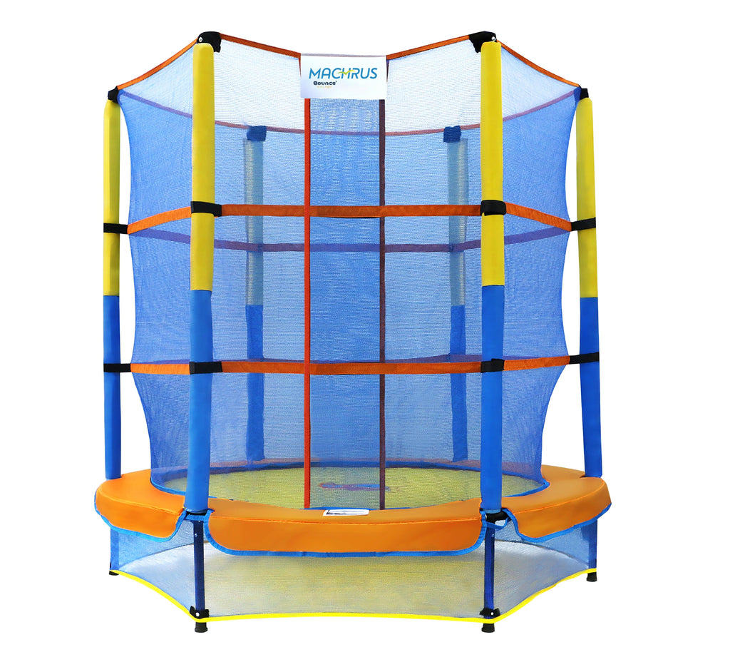 Machrus Bounce Galaxy 60" Indoor Trampoline w/ Safety Net Enclosure, Spring-free Mini Trampoline for Toddlers & Kids w/ bonus stuffed Toy & keychain - Machrus USA