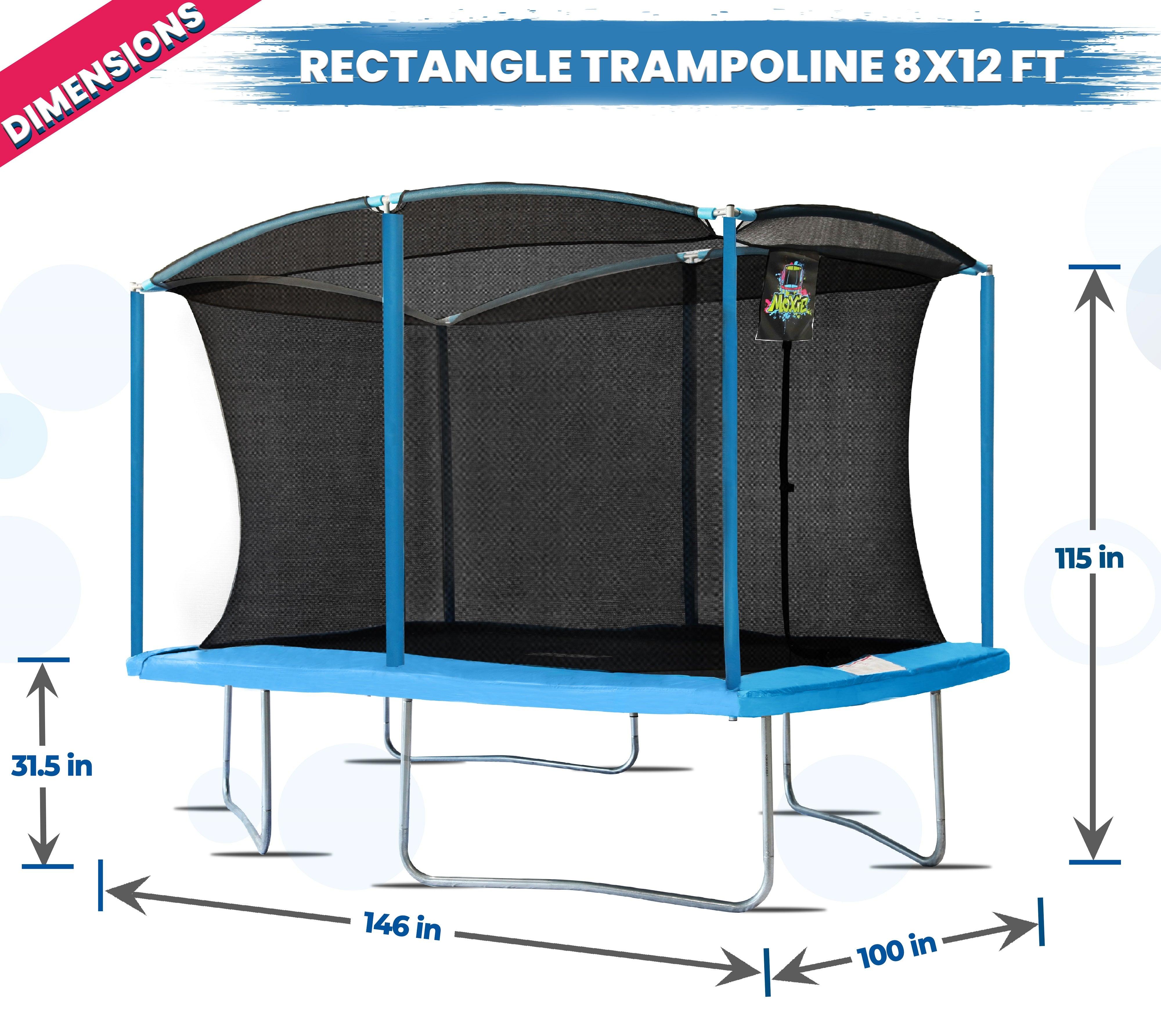 Machrus Moxie 8 x 12 FT Rectangular Outdoor Trampoline Set with Premiu Machrus USA